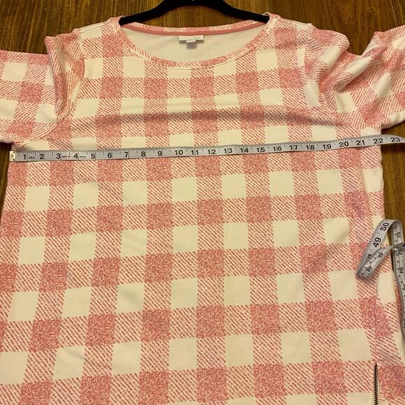 J Jill 3/4 Sleeve Modal Blend Buffalo Check Pink Women's Size Large - Picture 5 of 12